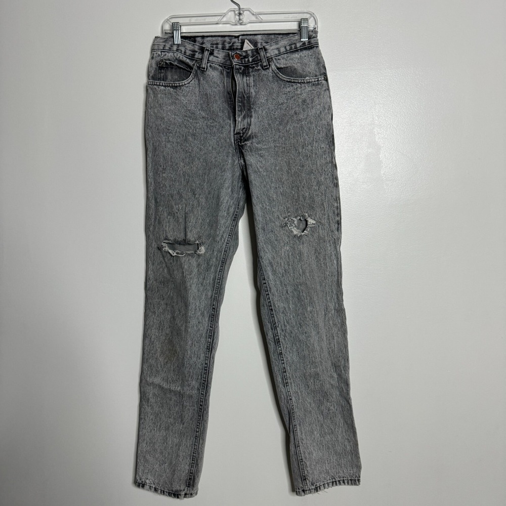 Brittania Jeans Mens 32x34 Grey Acid Wash Distressed Grunge Vintage‎ Made in USA